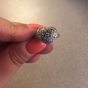 Black diamond heart ring